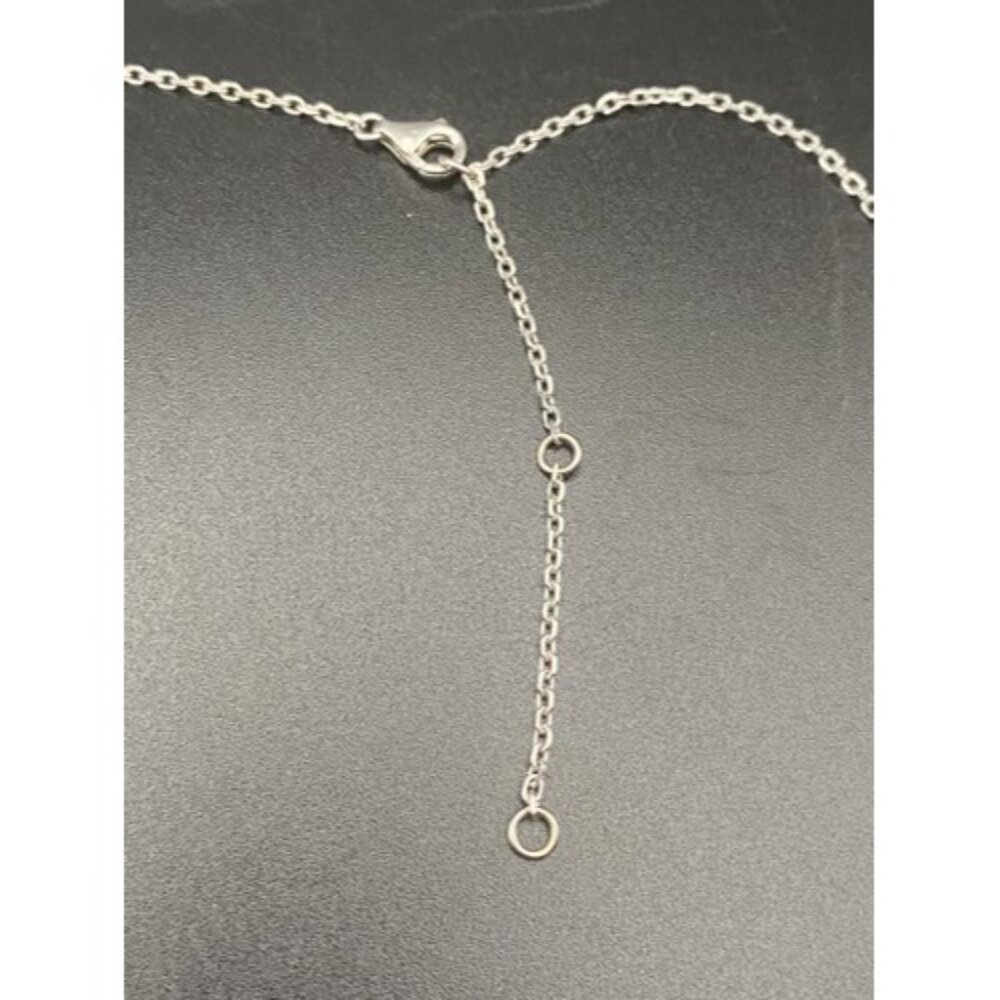 Sterling Silver 16+2” Necklace Pave Cubic Zirconia Circle Pendant 3.7 grams Moon - Picture 4 of 7